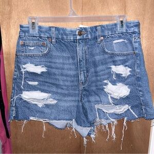 AMERICAN EAGLE Distressed Blue Denim Shorts